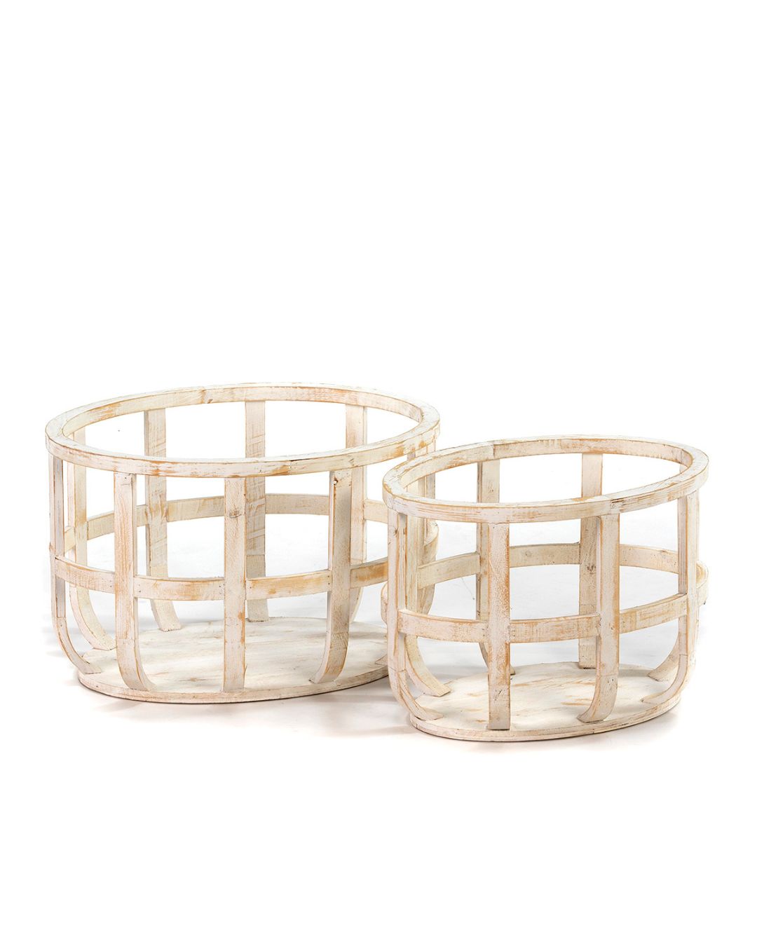 SET/2 CESTO 53x40x34 / 44x31x32 MADERA BLANCO ANTIQUE