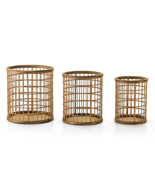 Joc de 3 cistells 53x53x58 / 45x45x53 / 37x37x48 cm de fusta natural