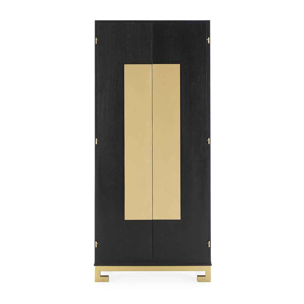 Armario 85x45x195 Madera/Metal Negro/Dorado