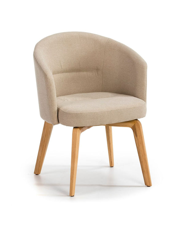 Silla 61x59x78 cm de madera natural y tela beige
