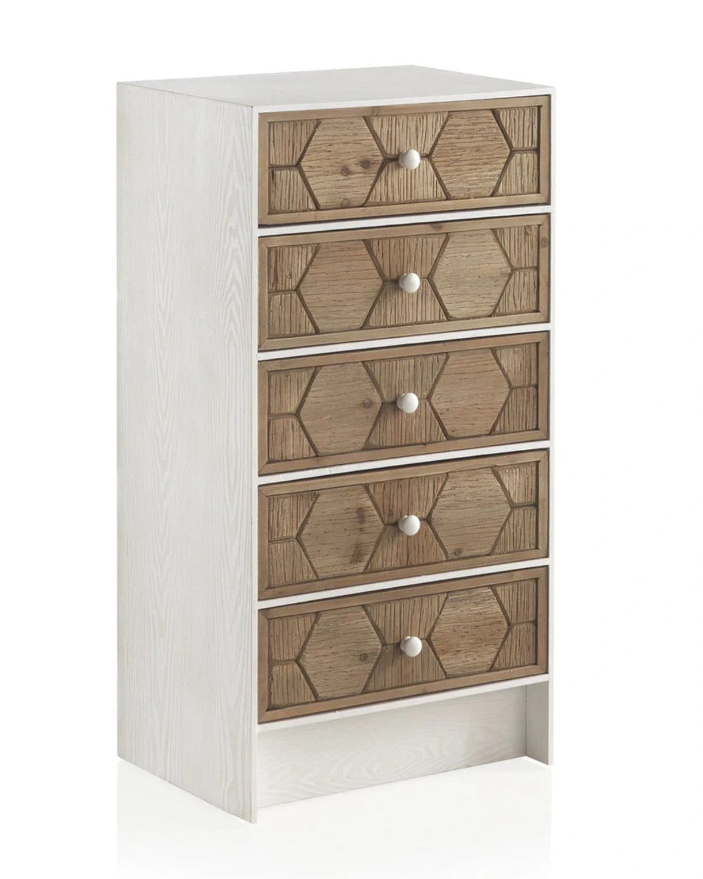 SINFONIER 5 CAJONES MADERA DE FRESNO PATINADO BLANCO