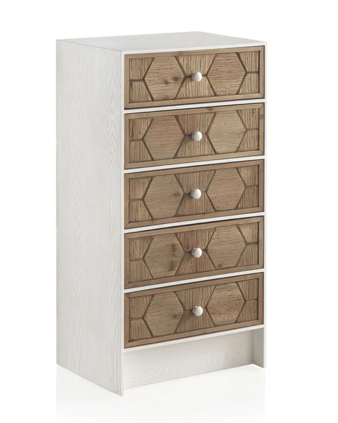 SINFONIER 5 CAJONES MADERA DE FRESNO PATINADO BLANCO