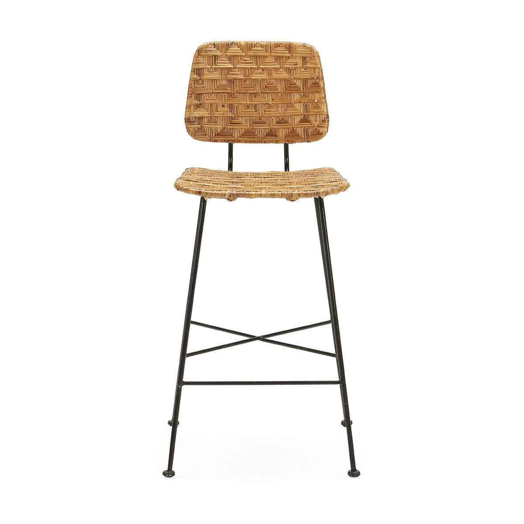 Taburete 41x55x98 Metal Negro/Mimbre Natural