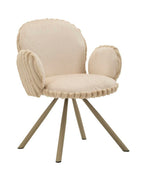 Silla de comedor de tela color crema y metal