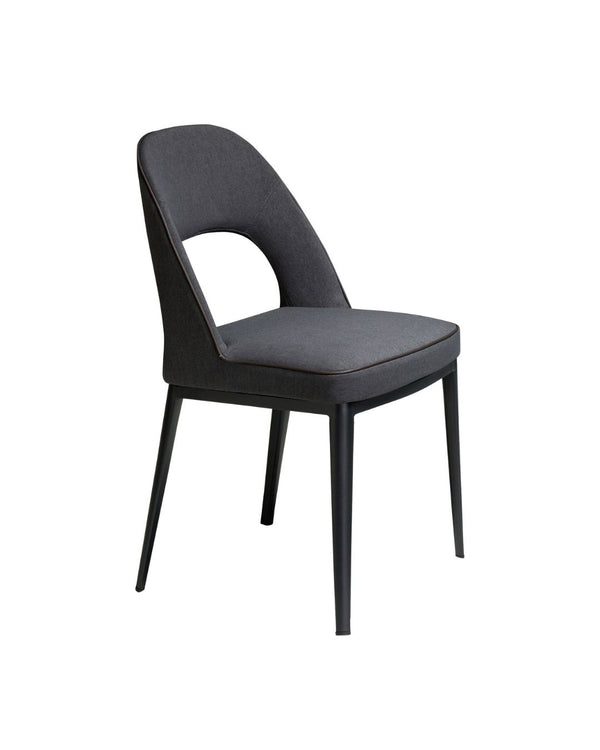 Cadira de tela gris fosc amb potes d'acer negre 47x50x80 cm
