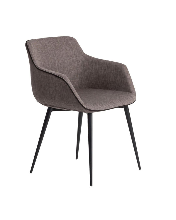 Cadira de tela gris fosc amb braços i potes d'acer negre 60x59x77 cm