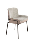 Silla tela gris y terciopelo marrón