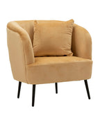 Sillón de metal negro y terciopelo con cojín, 73x66x78 cm.