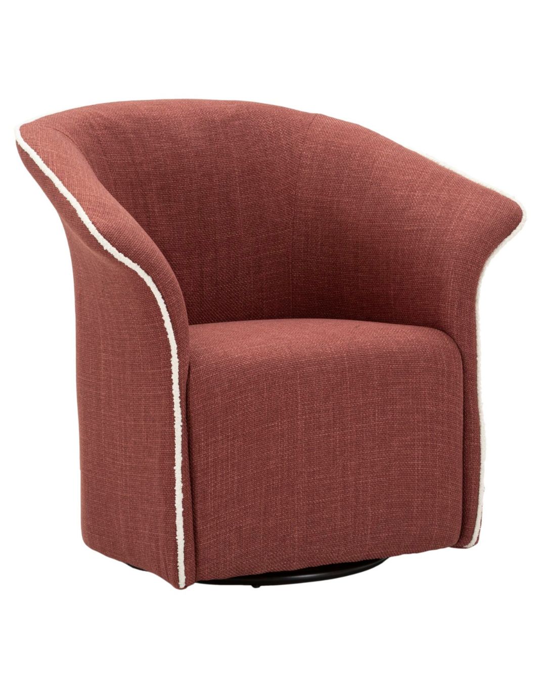 Sillón giratorio en tela color burdeos, 83,5 x 66 x 80 cm.