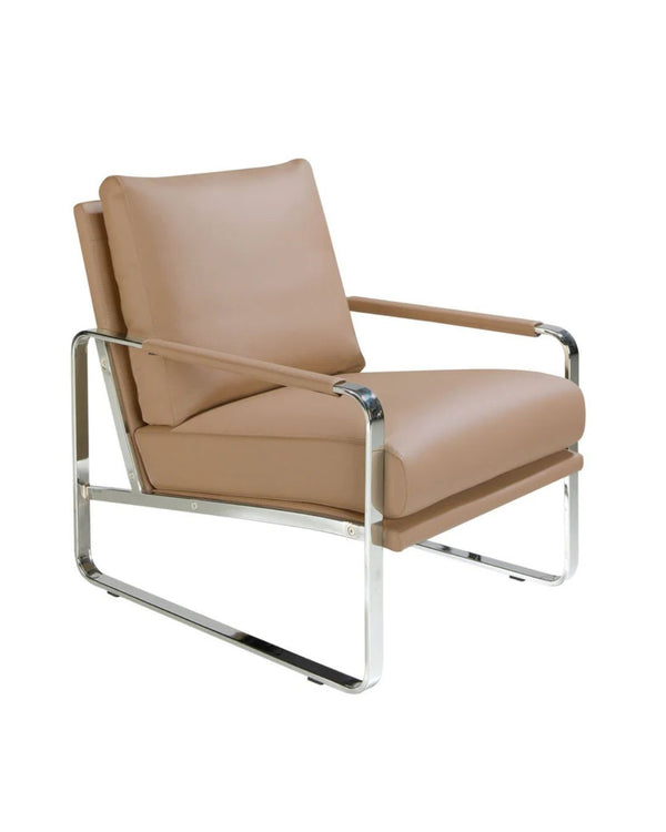 Sillón de polipiel visón con patas cromadas 67x100x89 cm