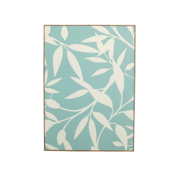 Quadre decoratiu blau i beix amb fulles 51,5x3x71,5 cm – ref. 72722
