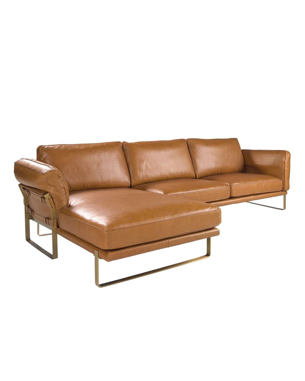 Sofá chaise longue izquierda piel camel