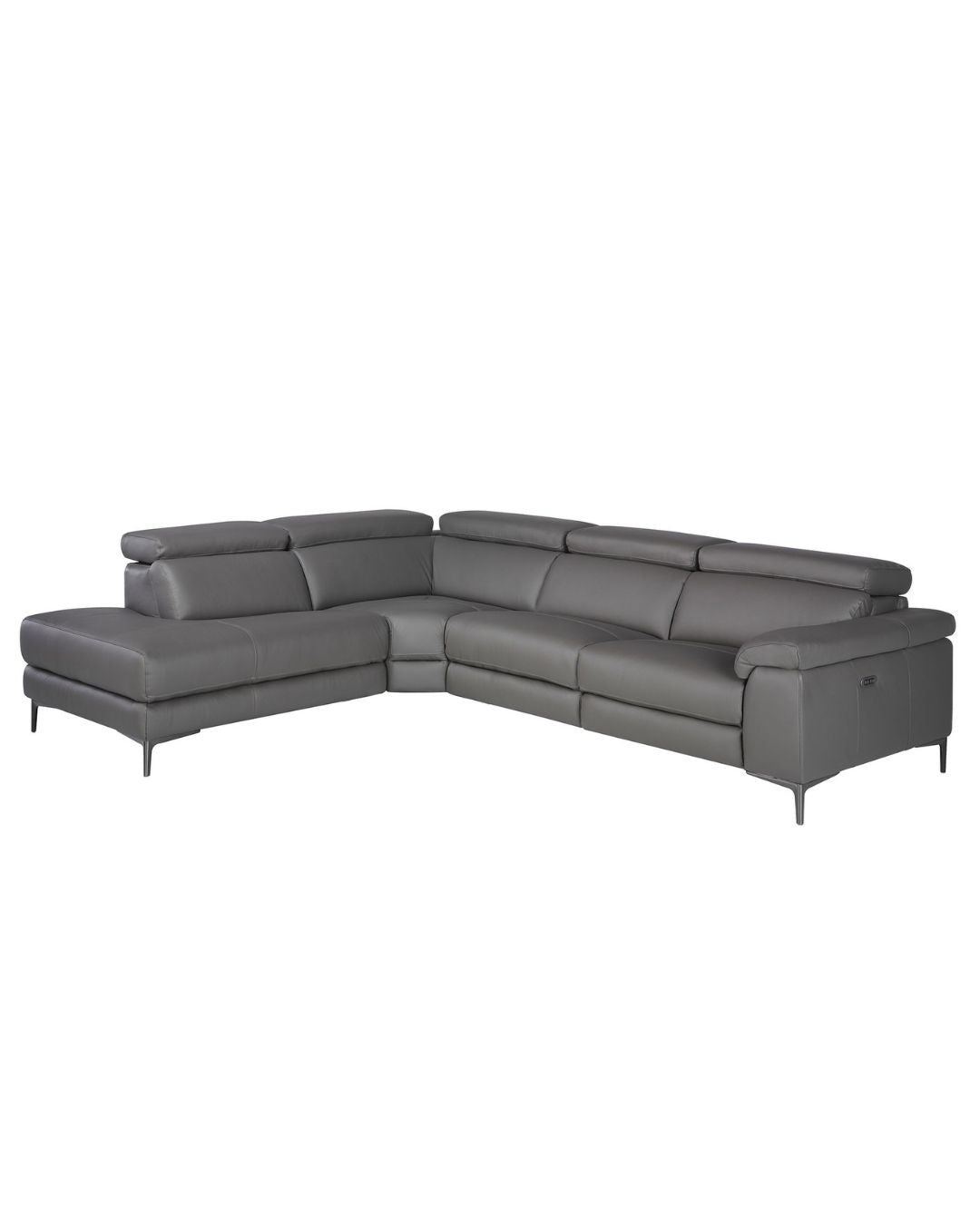 Sofá chaise longue relax derecha piel gris oscuro