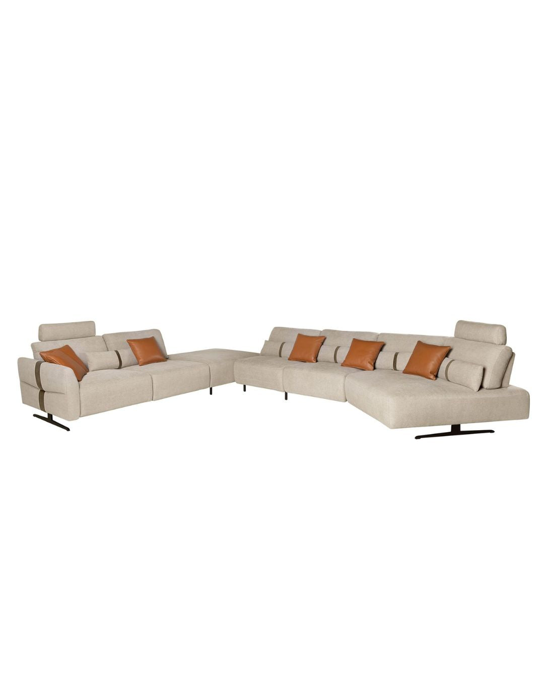 Sofá chaise longue relax modular derecho tela arena