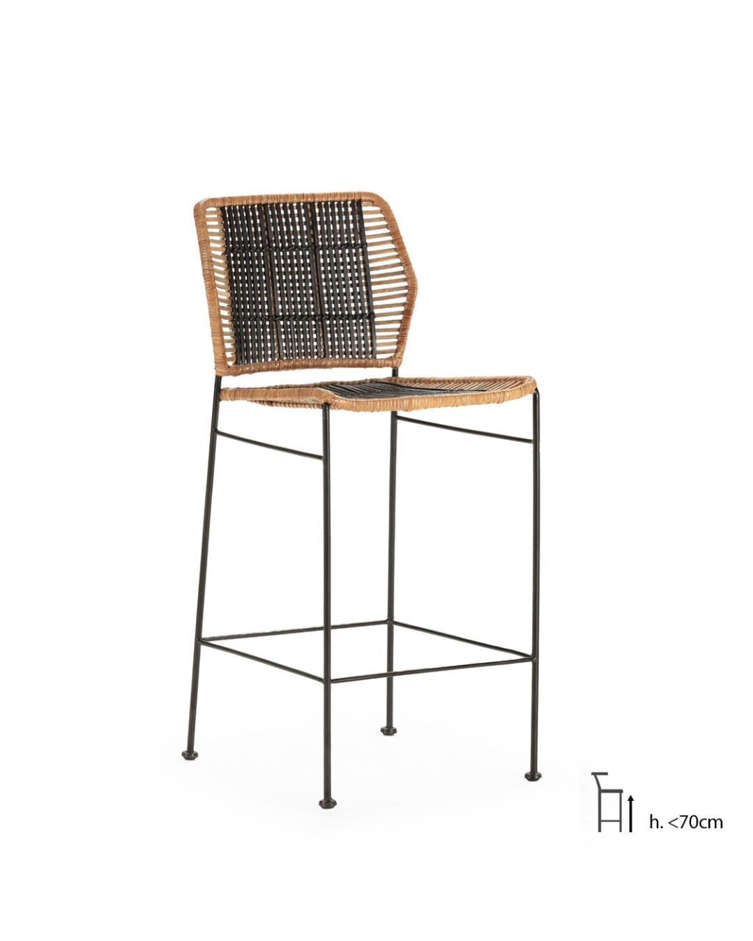 TABUERETE 50x43x98 METAL NEGRO/MIMBRE NATURAL/NEGRO