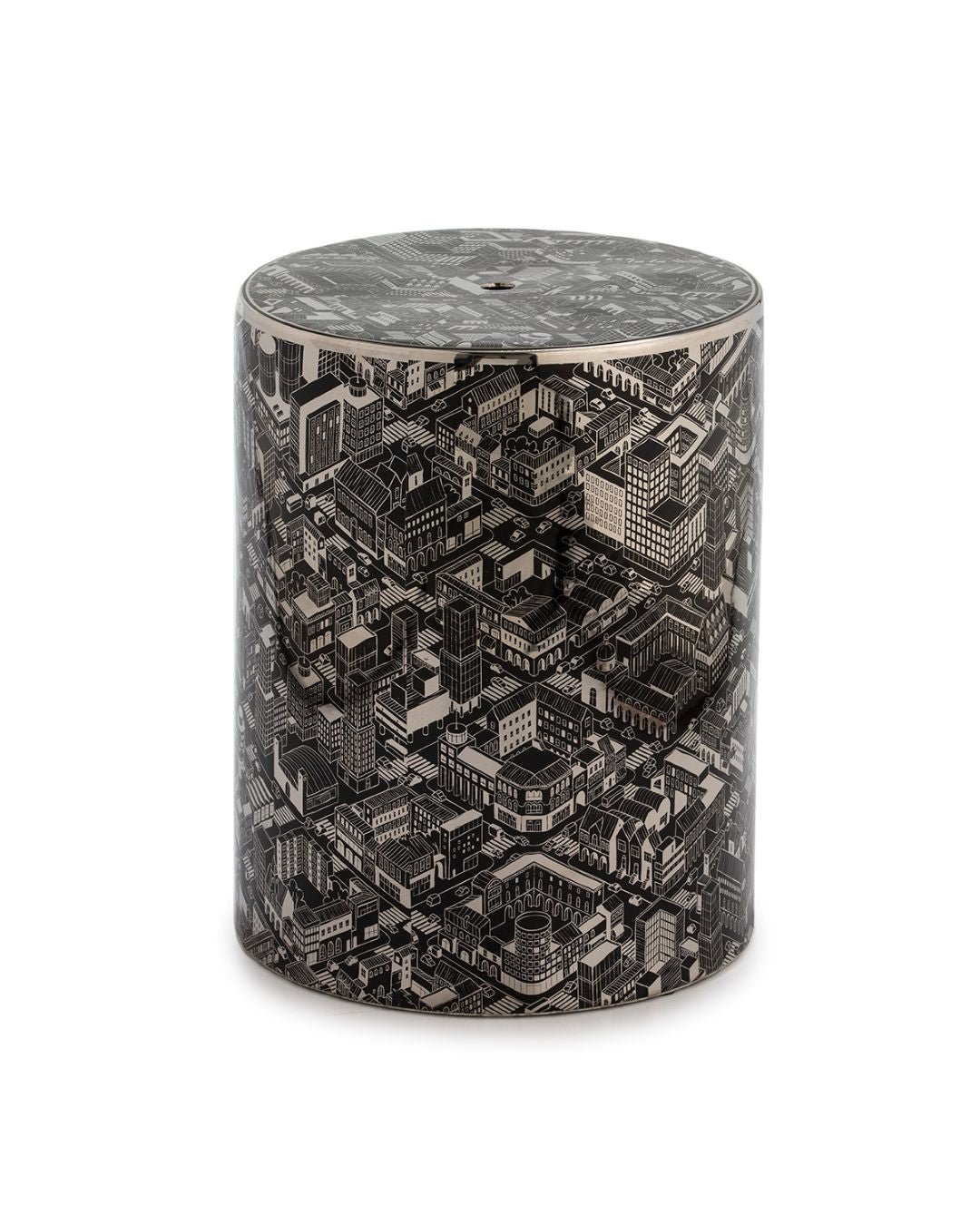 TABURETE 33x33x45 CERAMICA NEGRO/PLATA