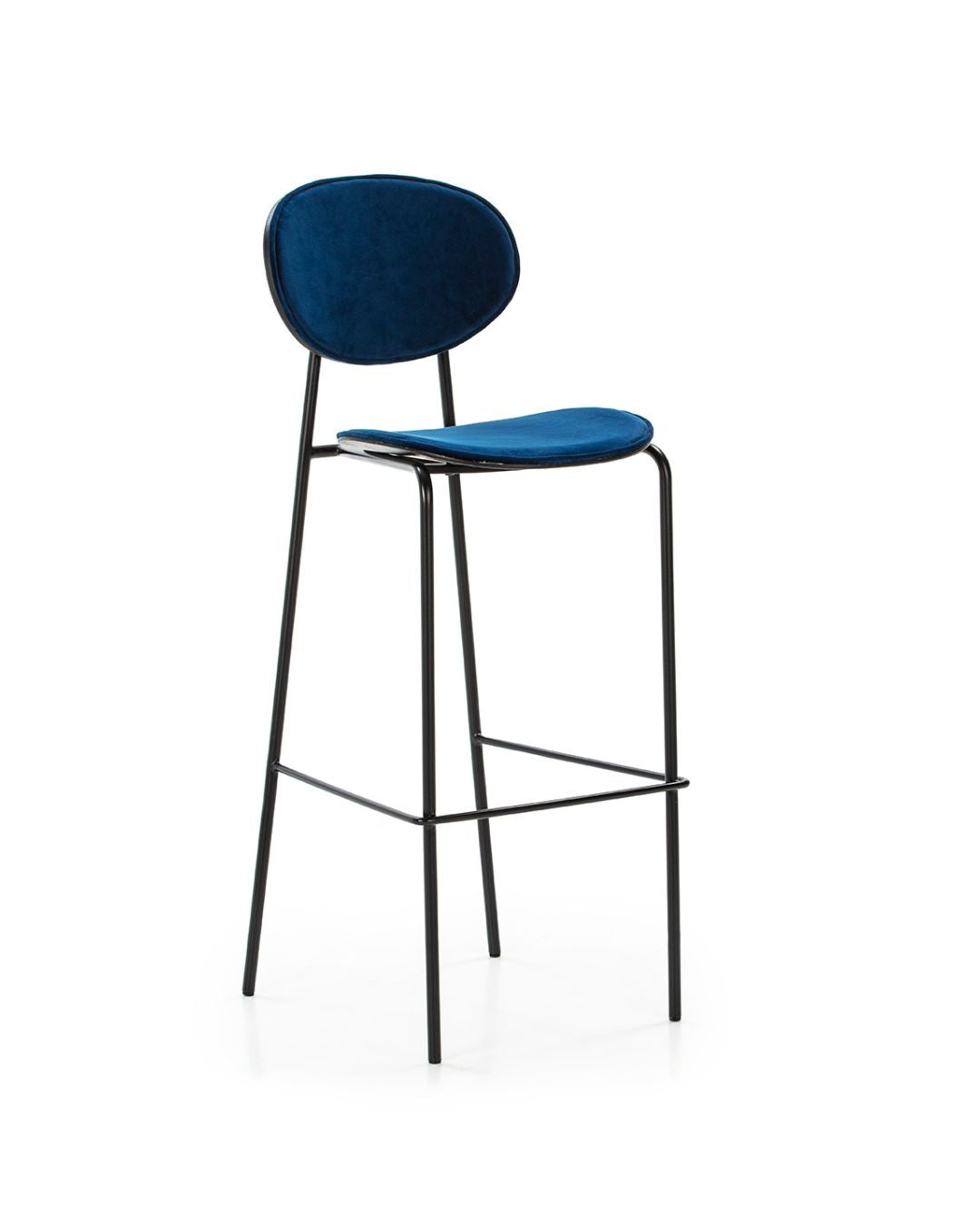 TABURETE ALTO 42x51x107 METAL NEGRO/ABS NEGRO/TERCIOPELO 7033-29 AZUL OSCURO