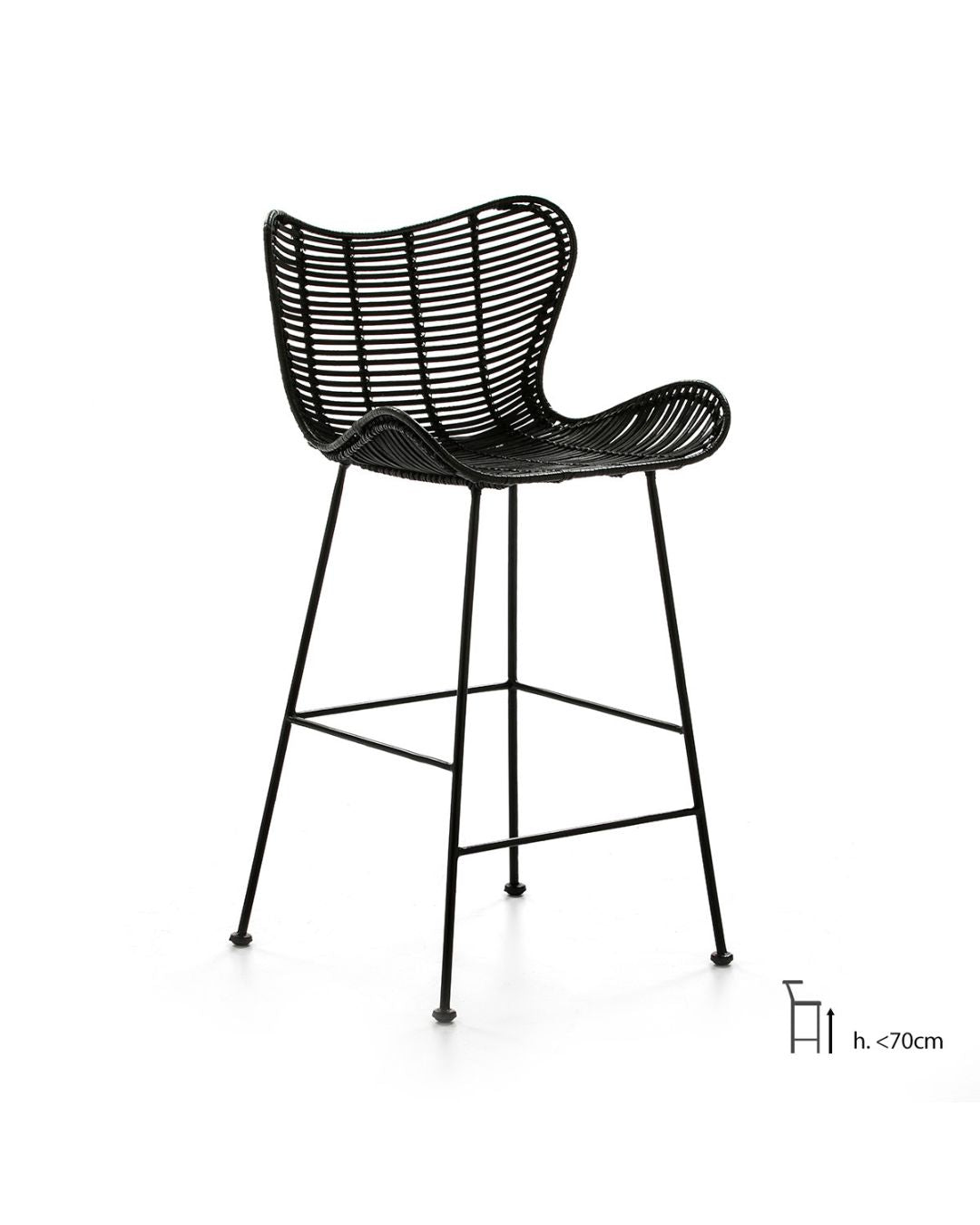 TABURETE 48x46x95 METAL NEGRO/MIMBRE NEGRO