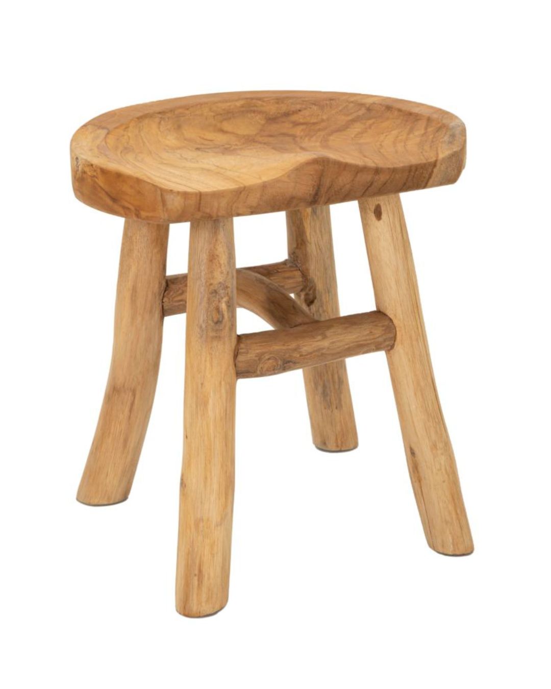 Taburete de madera reciclada de 40x32x42 cm.