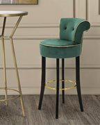Taburete de tela verde con respaldo, 46x48x96 cm.