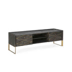 Mueble TV 176x45x55 Madera Gris/Metal Dorado