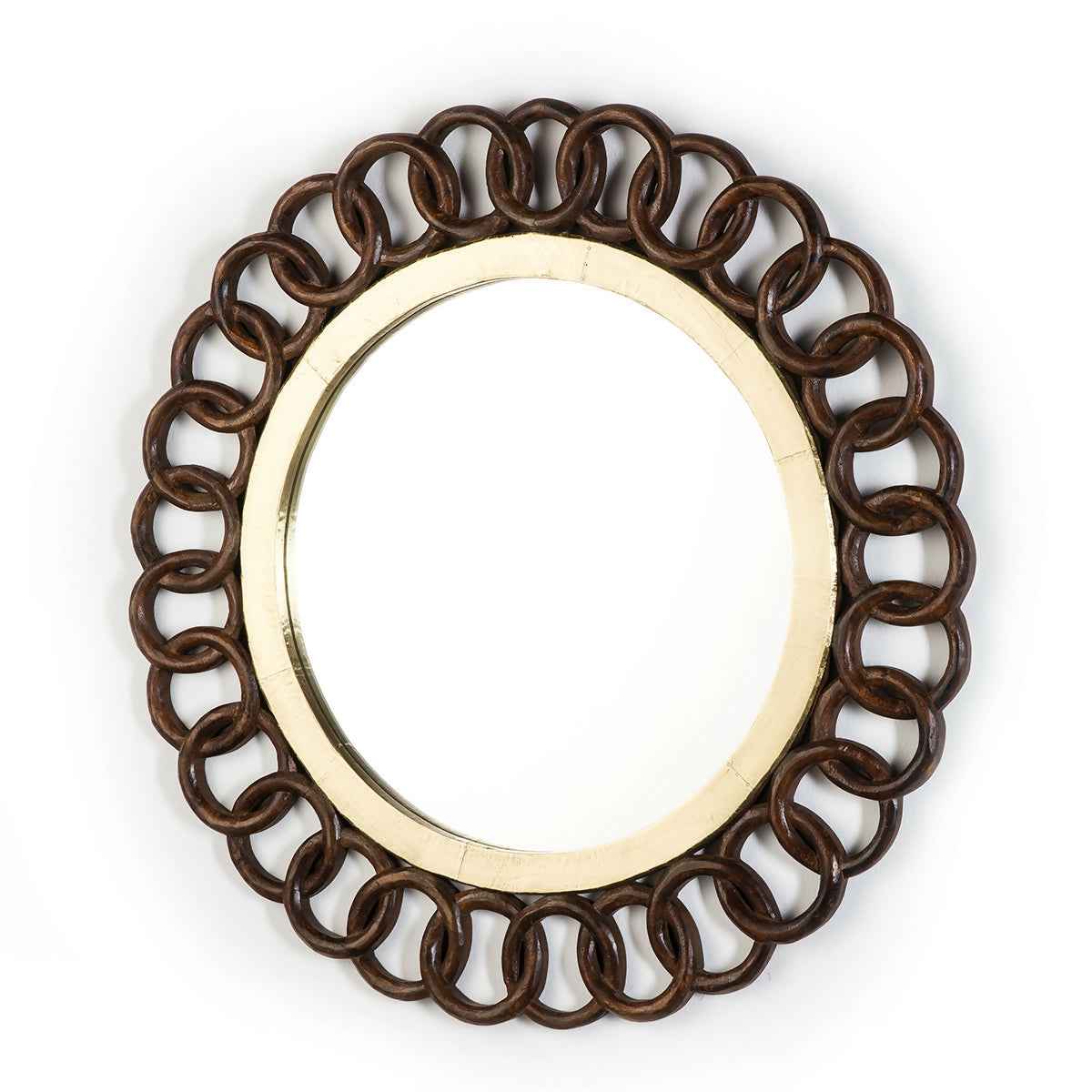 Espejo 91x3x91 Cristal/Estaño Dorado/Madera Marrón