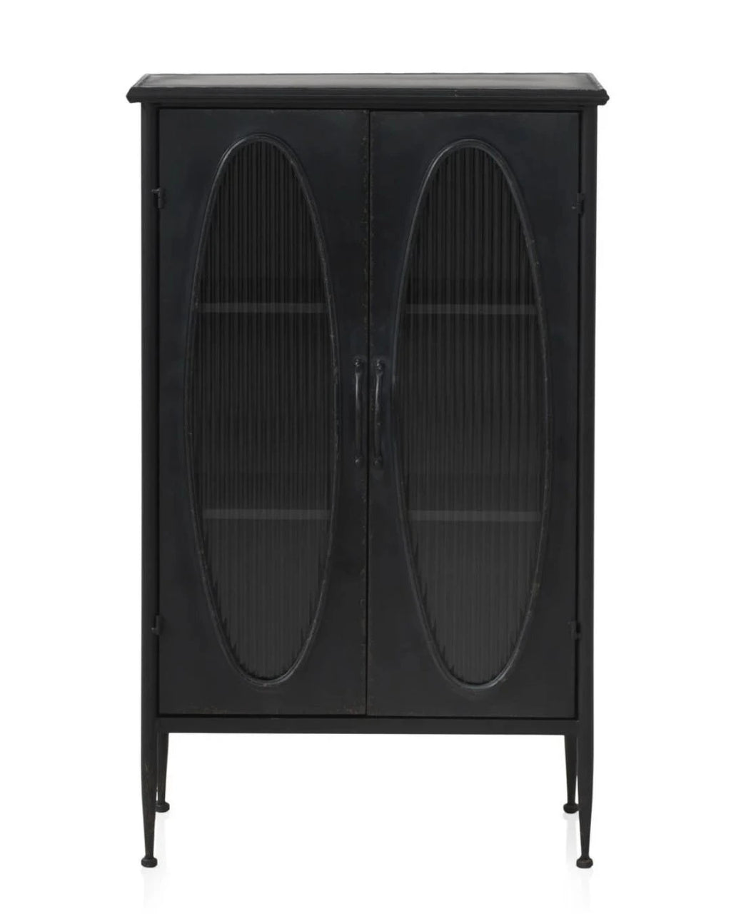 VITRINA CON ESTRUCTURA METAL, PUERTA CON CRISTAL DE FORMA OVAL