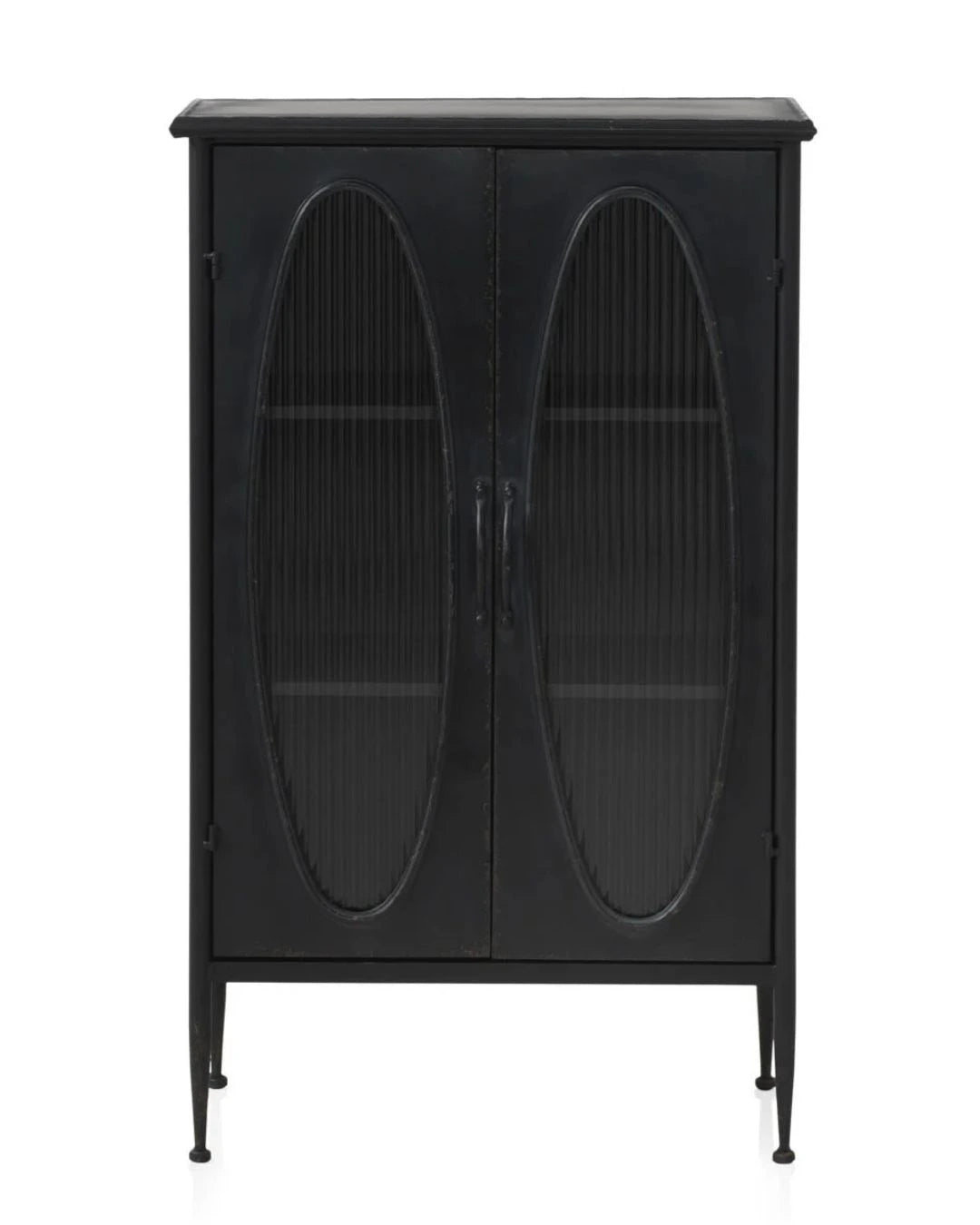 VITRINA CON ESTRUCTURA METAL, PUERTA CON CRISTAL DE FORMA OVAL