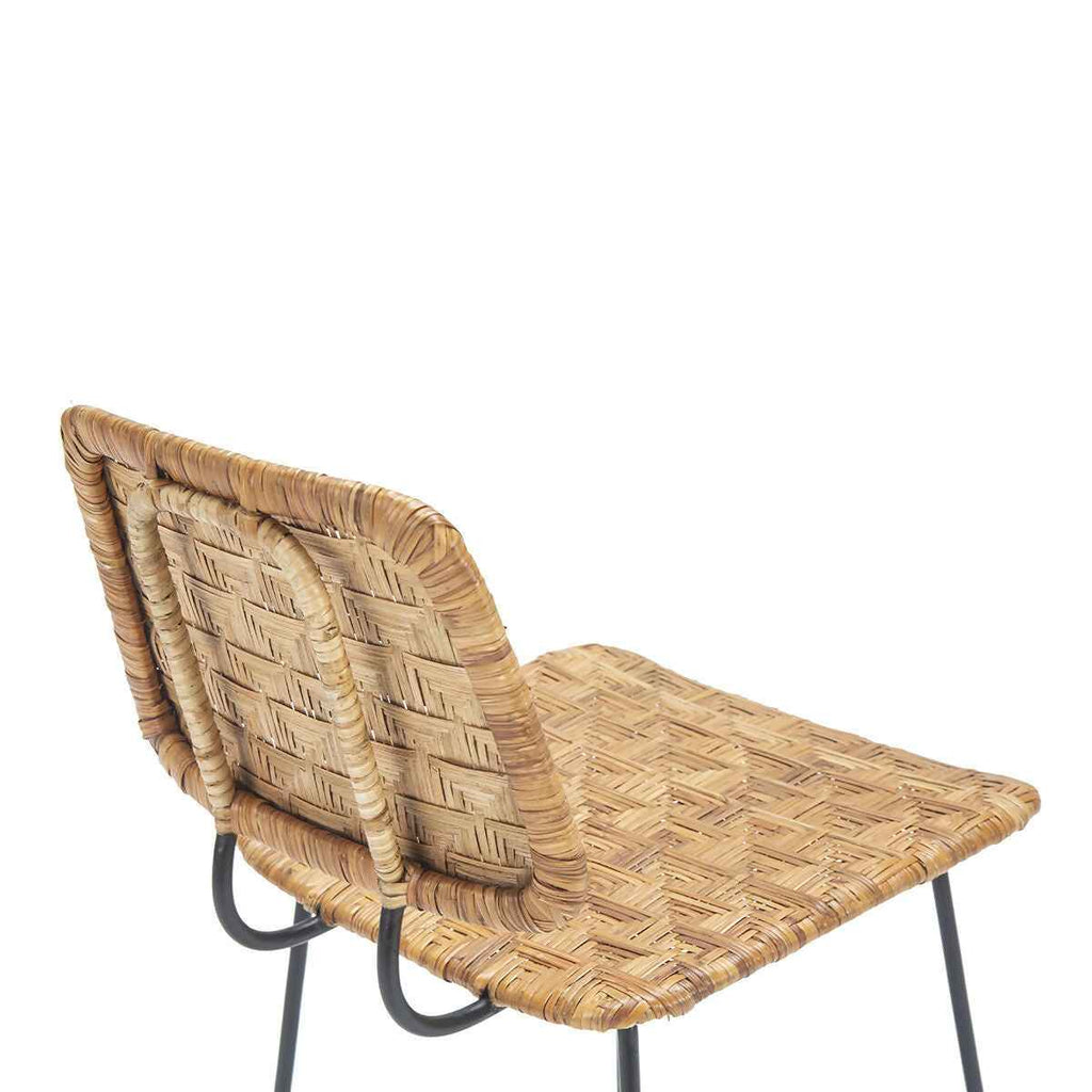 Taburete 41x55x98 Metal Negro/Mimbre Natural