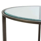Mesa Auxiliar 52x52x62 Metal/Cristal -- Dorado Antique