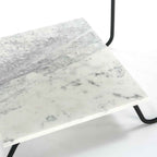 Mesa Auxiliar 71x41x78 Mármol Blanco/Metal Negro