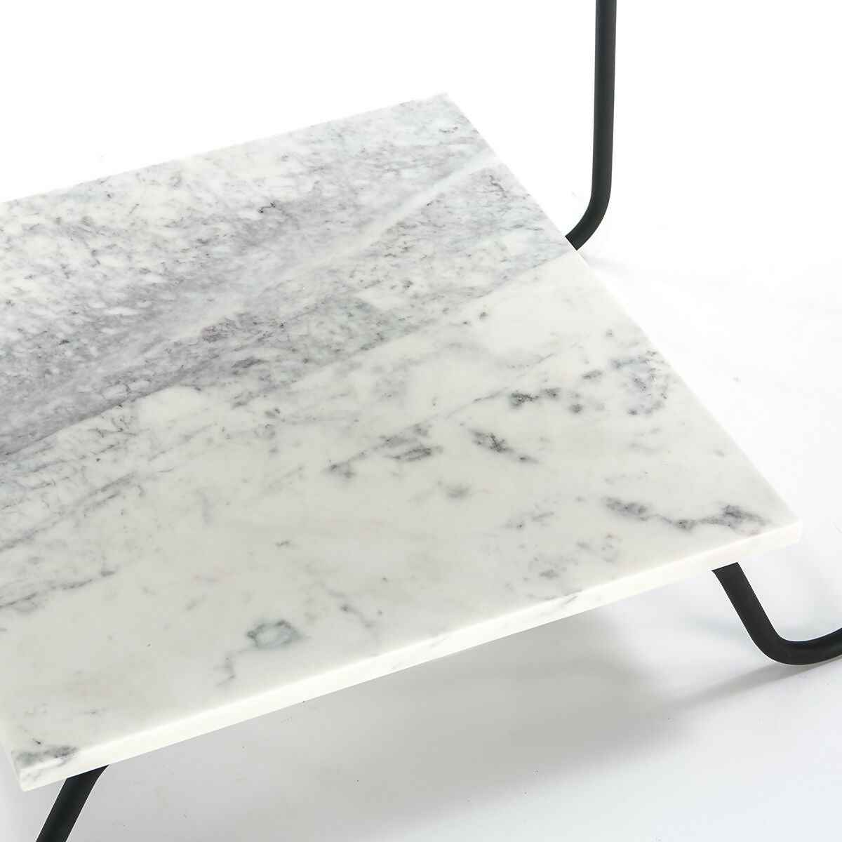 Mesa Auxiliar 71x41x78 Mármol Blanco/Metal Negro