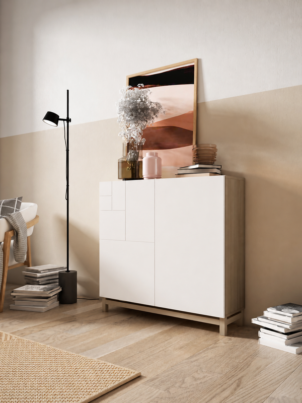Sabater de melamina roure amb portes de color 90x27x93 cm