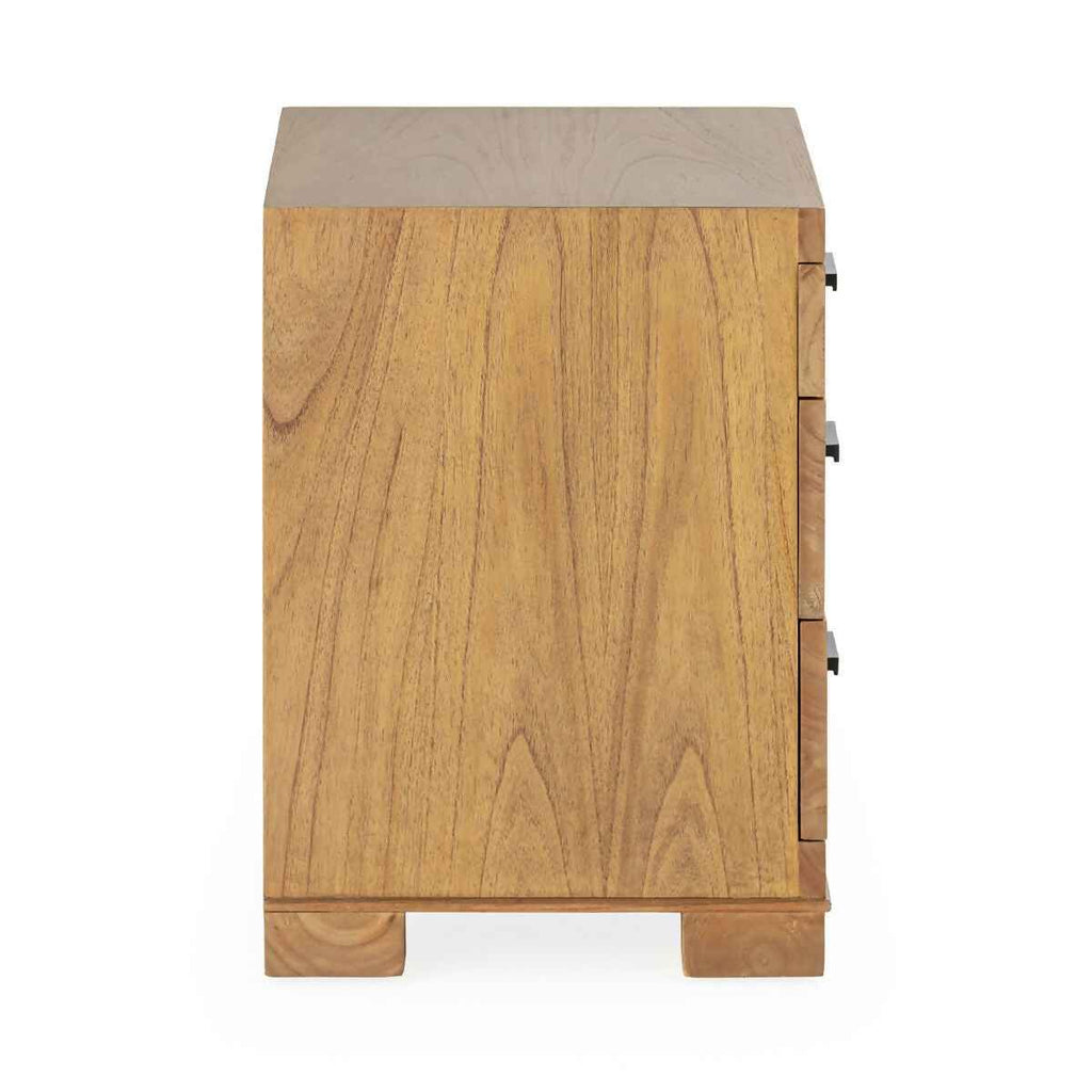 Mesita de Noche 55x40x55 Madera de Cedro/Metal -- Marrón Miel/Negro