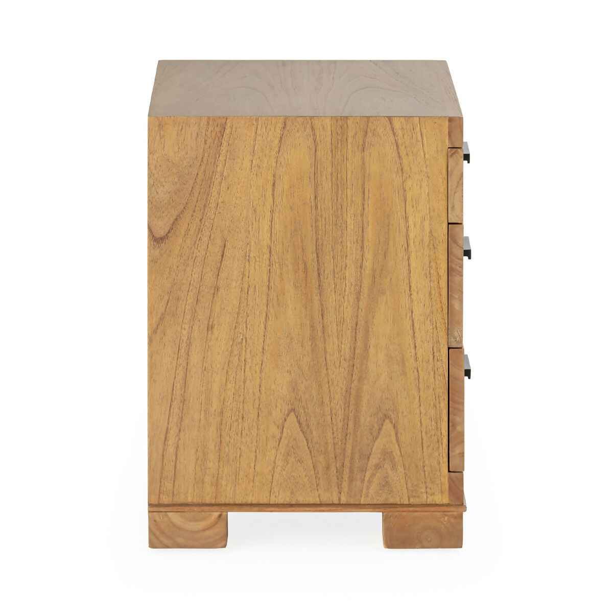 Mesita de Noche 55x40x55 Madera de Cedro/Metal -- Marrón Miel/Negro