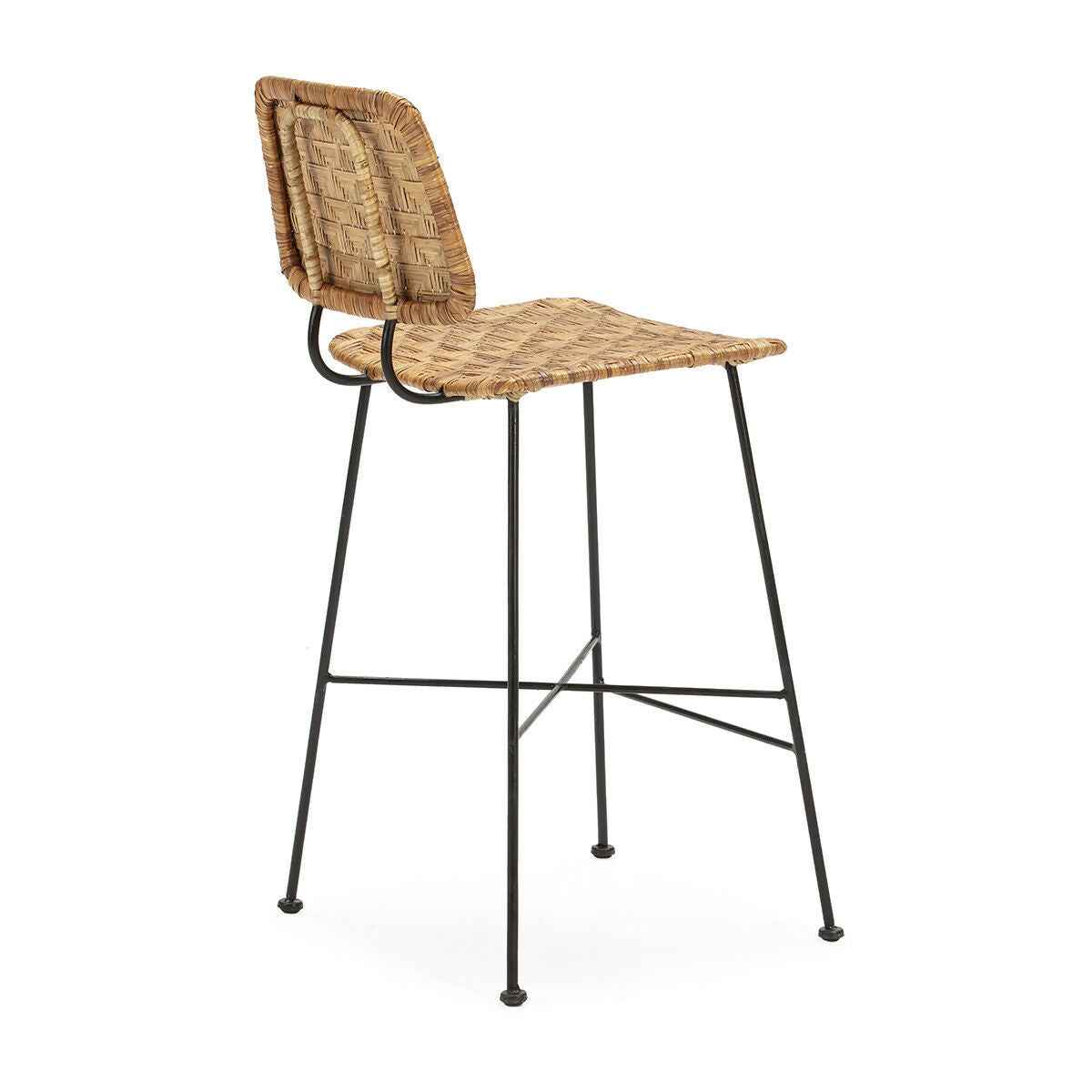 Taburete 41x55x98 Metal Negro/Mimbre Natural