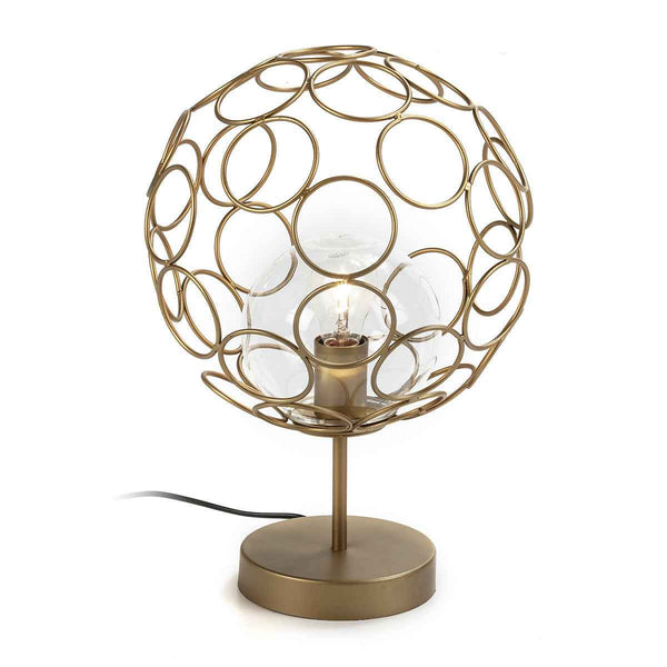 Llum de taula 30x30x45 cm de vidre i metall daurat