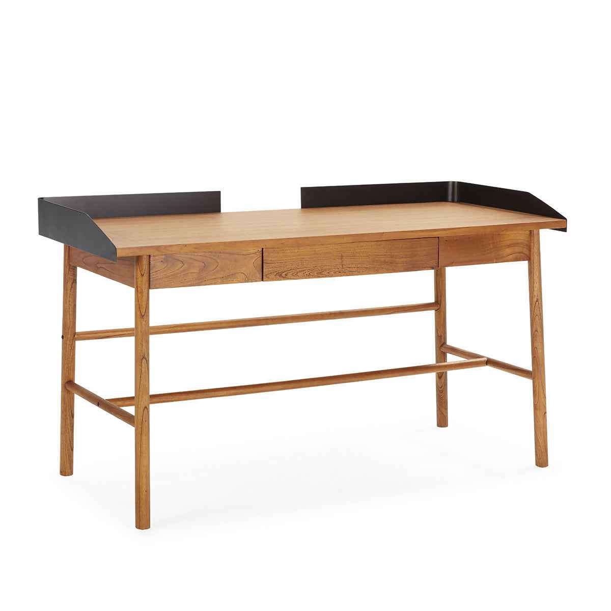 Escritorio 151x60x85 Madera Mindi/Metal Natural/Negro