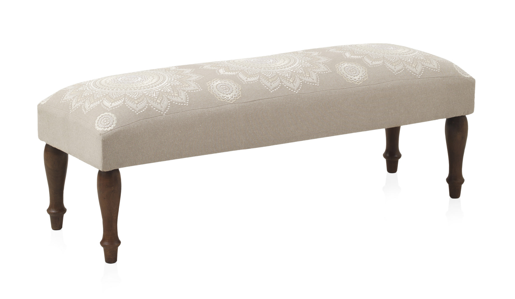 PUFF TAPIZADO ALGODON/POLIESTER PATAS DE MADERA