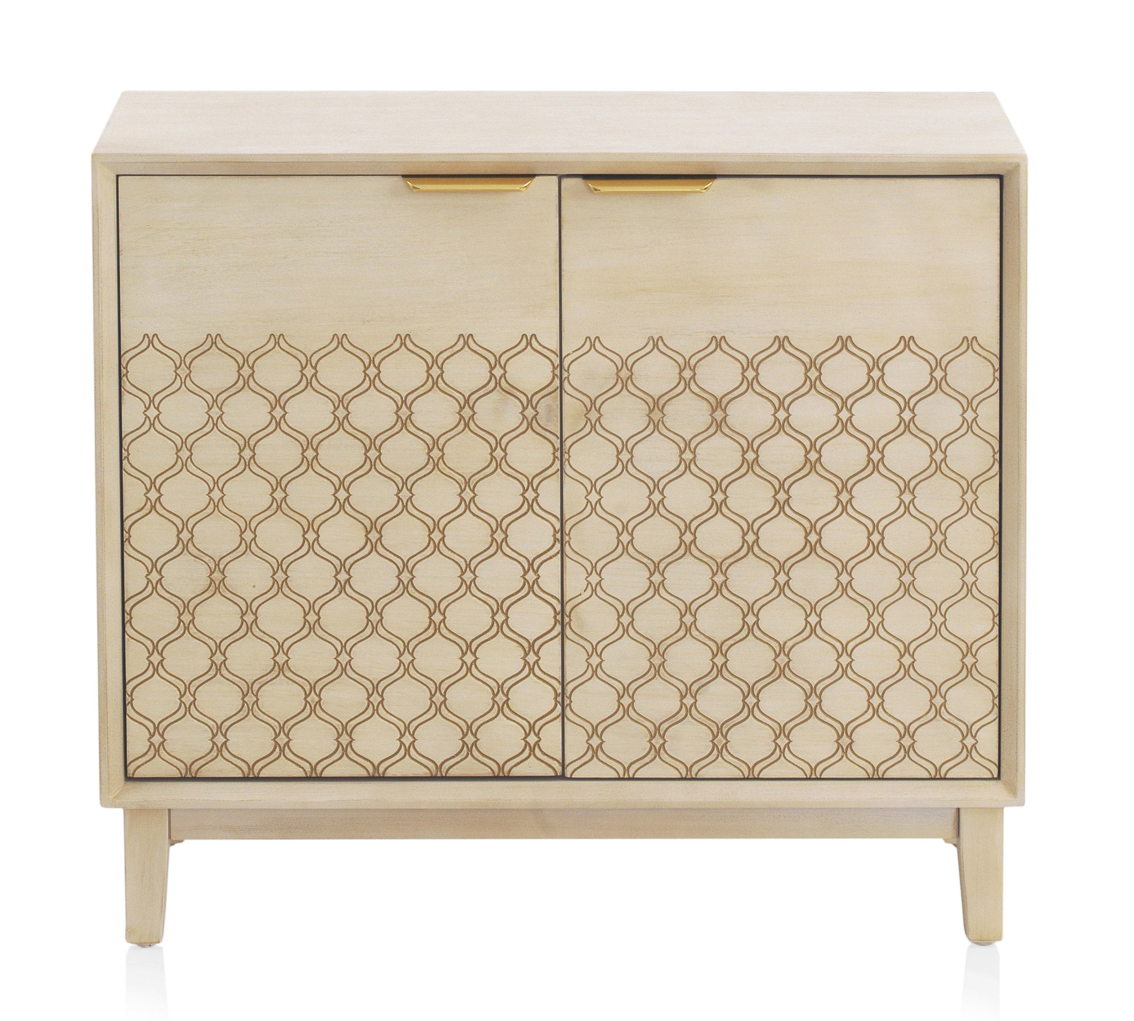 COMODA 2 PUERTAS CHAPADO EN ROBLE ACABADO EN MARFIL