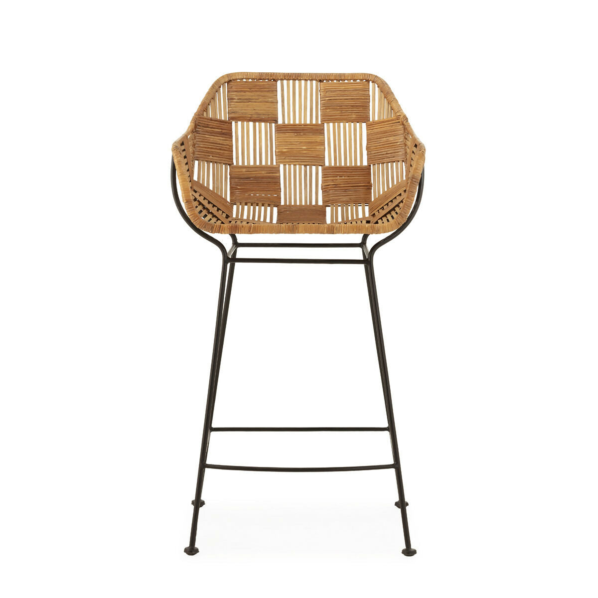 Taburete 52x51x95,50 Metal/Mimbre -- Negro/Natural