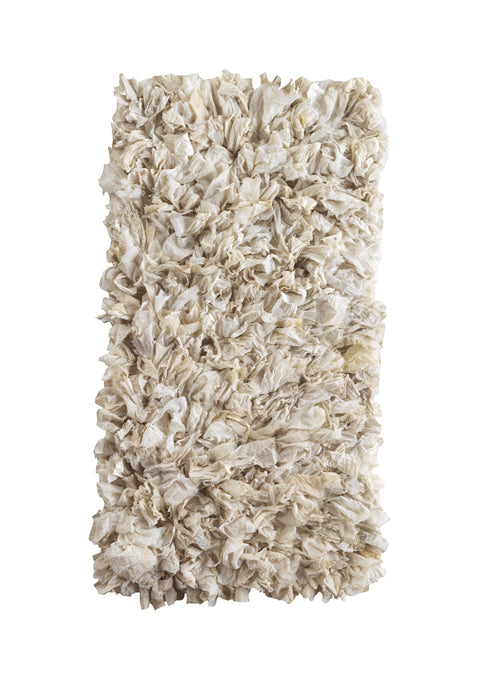 Alfombra de algodón y poliéster en blanco roto de 60x120 cm