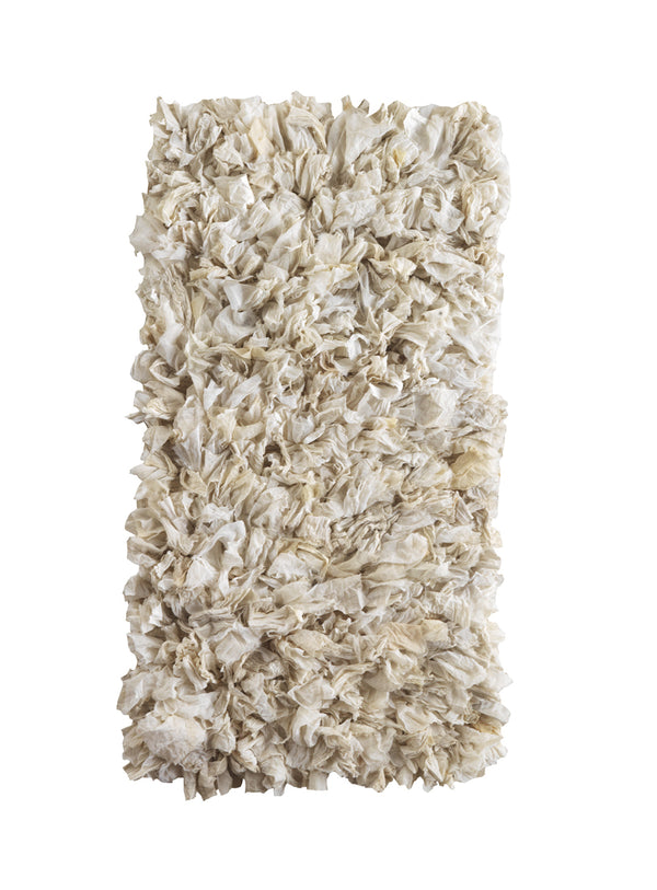 Alfombra de algodón y poliéster blanco roto 60x120 cm