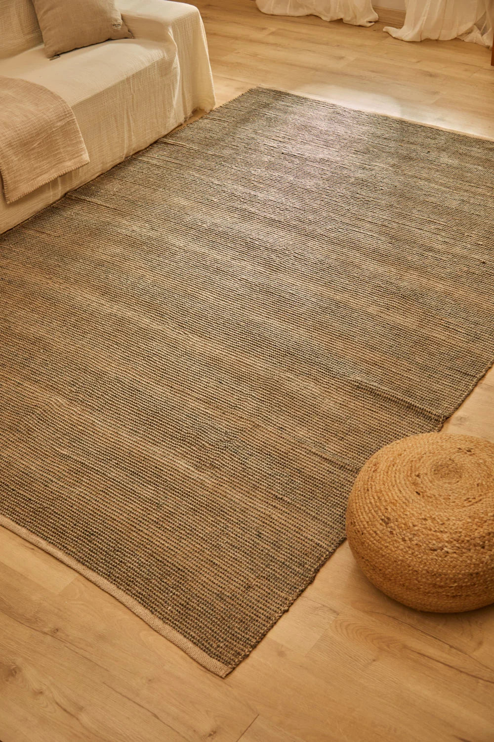 Alfombra de yute algodón gris oscuro Chandul