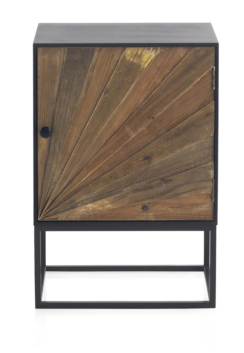 MESITA DE NOCHE MADERA LAMINADA 1 PUERTA CON BASE METALICA