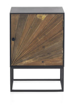 MESITA DE NOCHE MADERA LAMINADA 1 PUERTA CON BASE METALICA