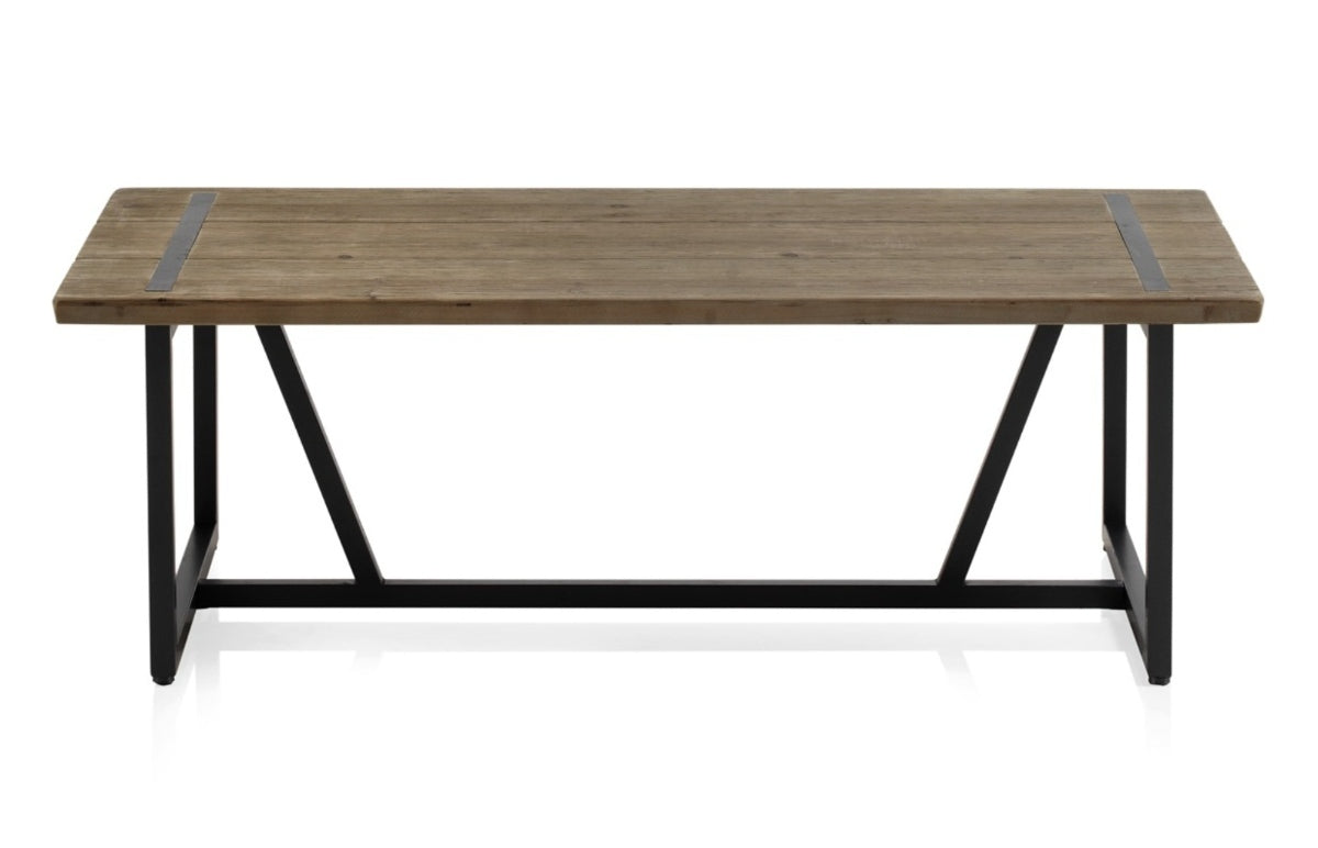 MESA CENTRO METALICA CON SOBRE DE MADERA