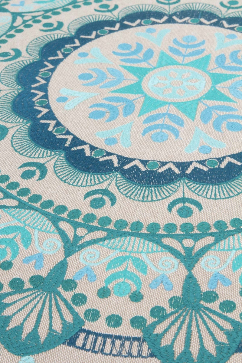 PUFF TAPIZADO ALGODON/POLIESTER PATAS DE MADERA