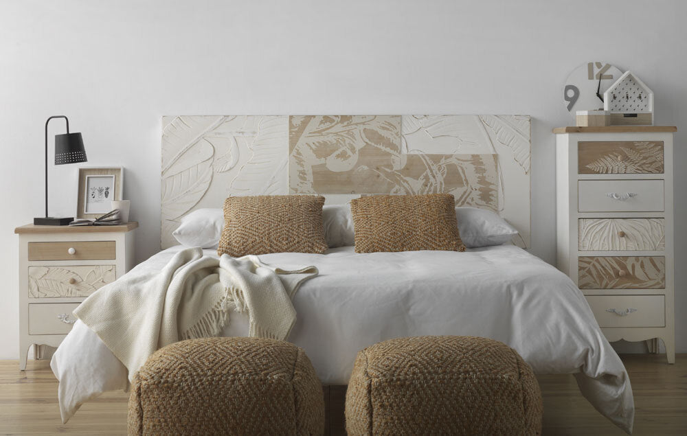 CABEZAL A PARED MADERA BLANCA 145 X 60 CM