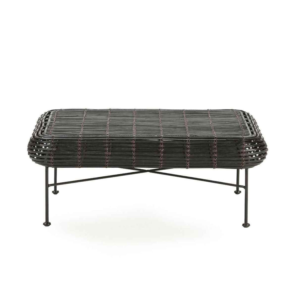 Mesa de Centro 76x91x35 cm Metal/Mimbre -- Negro/Violeta